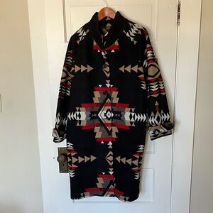 Pendleton Black and Red long wool coat XL